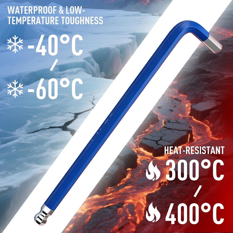 DISEN Hex Key Set, 18 PCS Metric & SAE Size Extra Long Arm Allen Wrench Set with Ball End Color Coding Design, 1.5-10 MM & 1/16-3/8 Inch for Bicycle, Household DIY, Chrome Vanadium Steel - Image 5